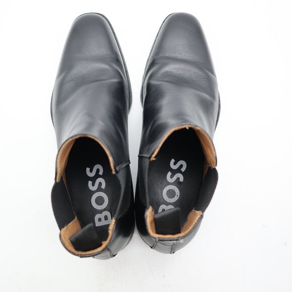 Hugo Boss Chelsea Men's Size UK 7.5 Black Leather Pull On Boots - Picture 8 of 11